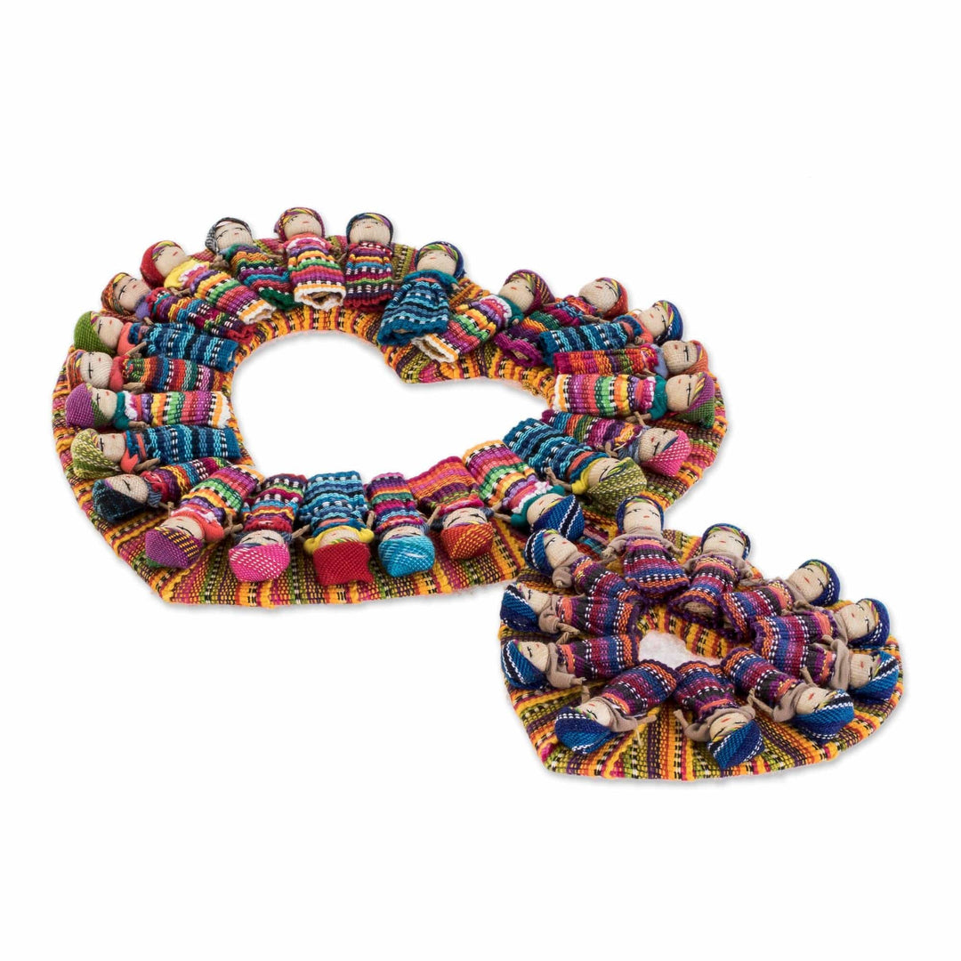 Heart-Themed Cotton Worry Doll Wreath - Quitapenas in Love