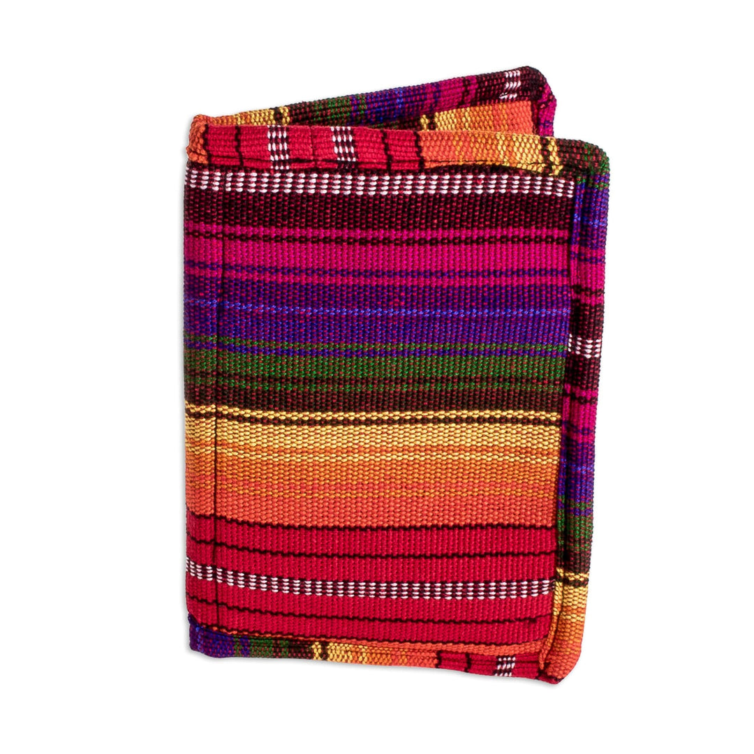 Rainbow Stripe Cotton Passport Wallet from Guatemala (6 in.) - Rainbow of Love