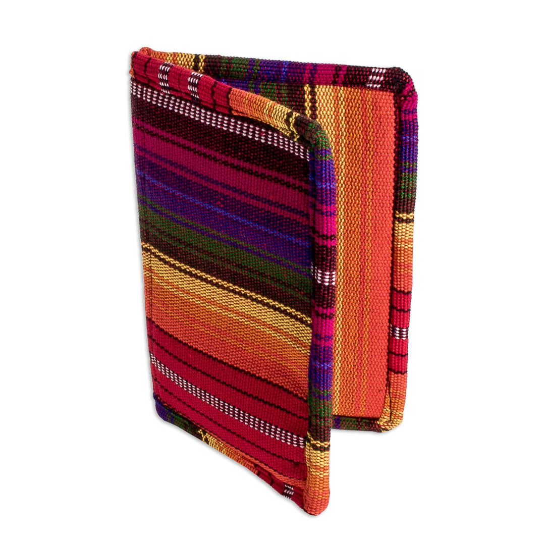 Rainbow Stripe Cotton Passport Wallet from Guatemala (6 in.) - Rainbow of Love
