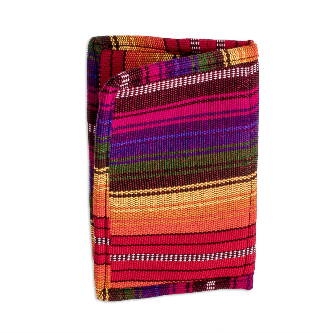 Rainbow Stripe Cotton Passport Wallet from Guatemala (6 in.) - Rainbow of Love
