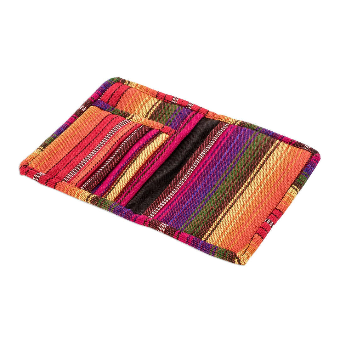 Rainbow Stripe Cotton Passport Wallet from Guatemala (6 in.) - Rainbow of Love
