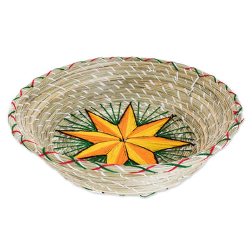Yellow Star Natural Fiber Decorative Basket - Artisanal Star in Yellow