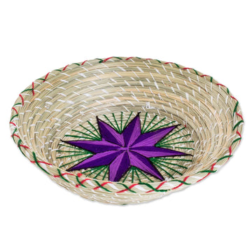 Purple Star Natural Fiber Decorative Basket - Artisanal Star in Purple