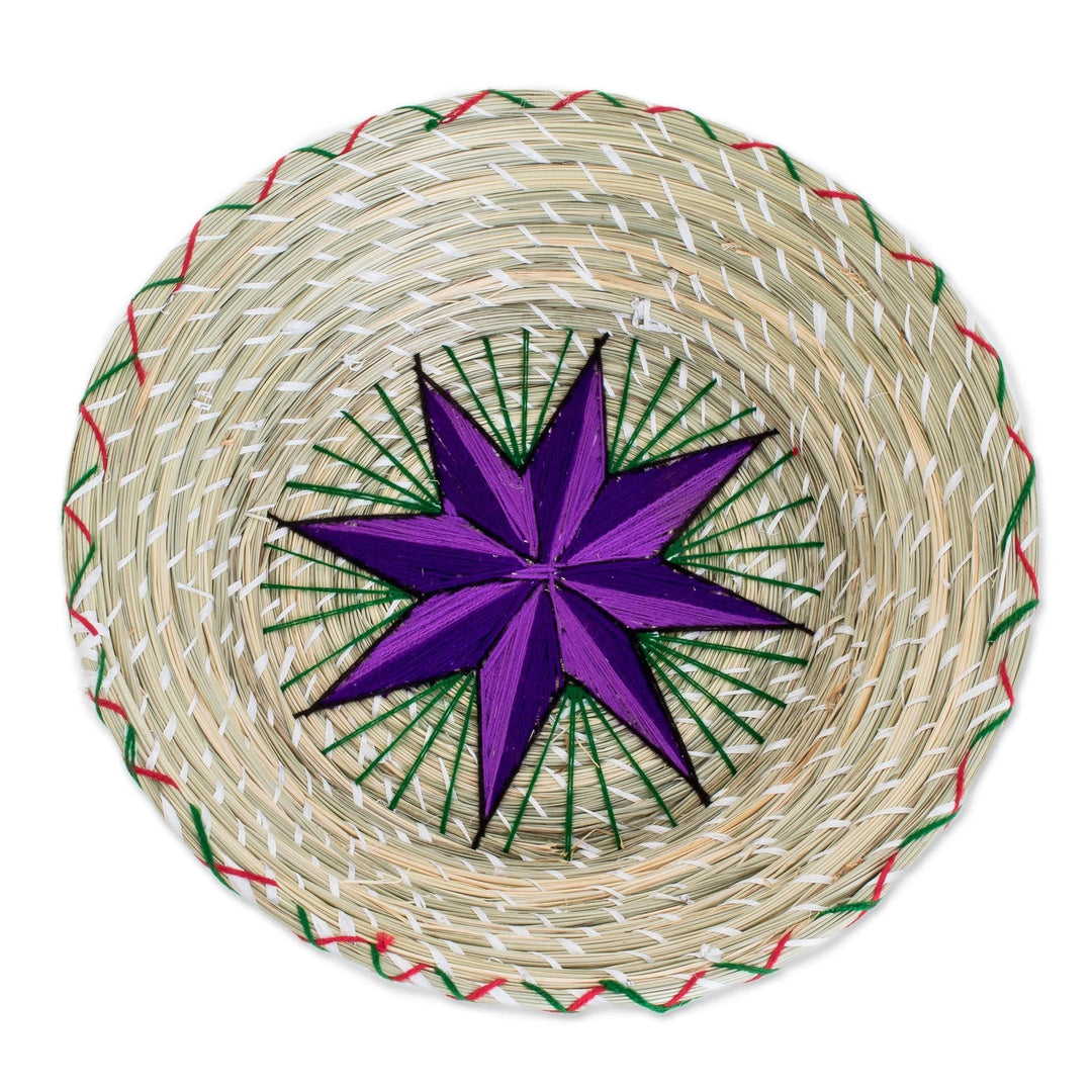Purple Star Natural Fiber Decorative Basket - Artisanal Star in Purple