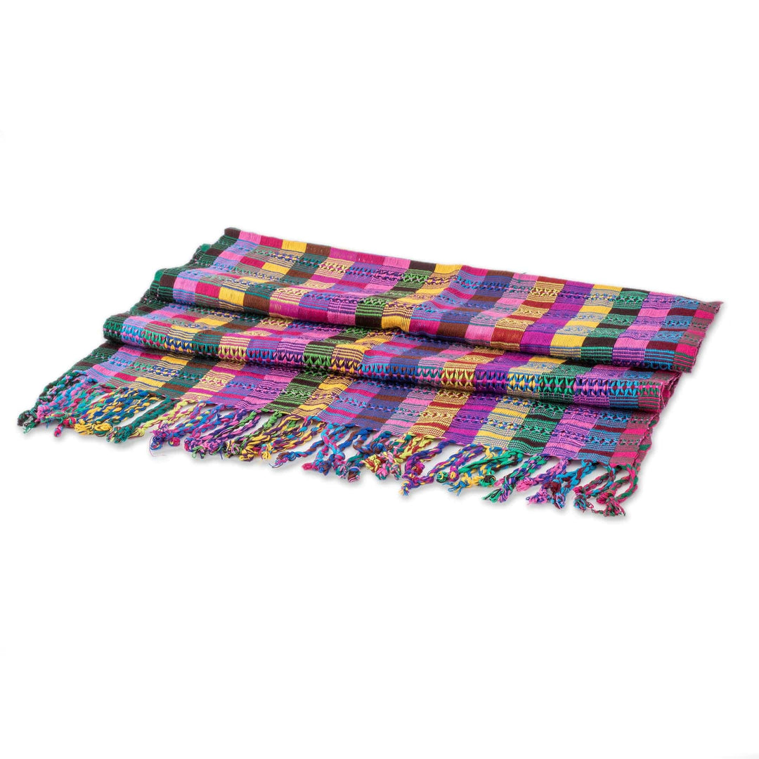 Colorful Cotton Shawl Crafted in Guatemala - San Juan Fiesta