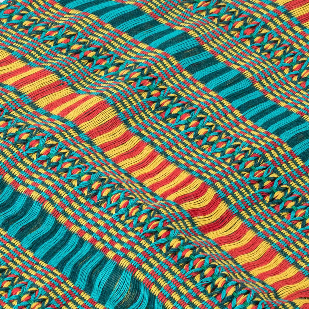 Handwoven Striped Cotton Poncho from Guatemala - Beach Stripes