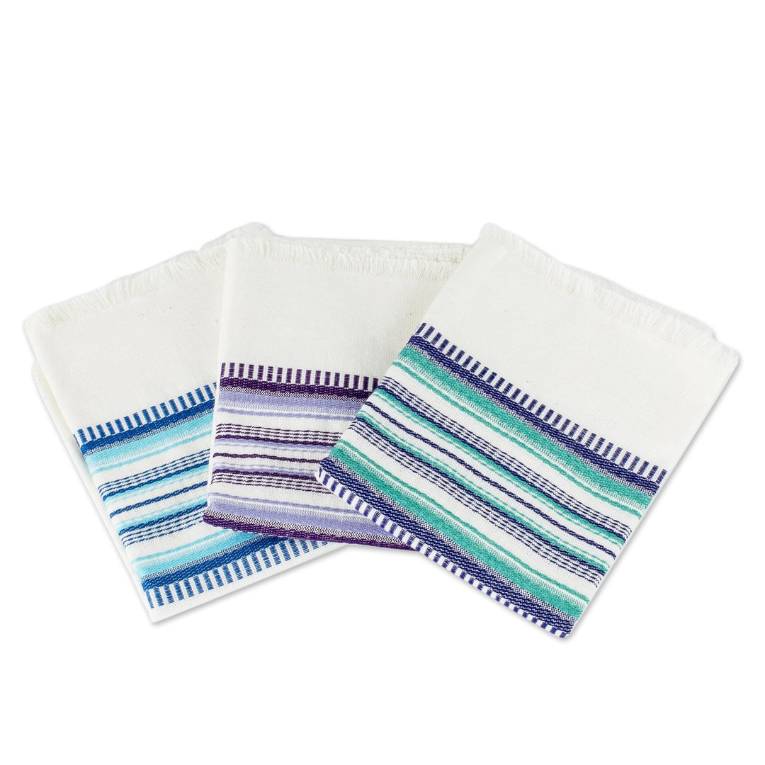 Set of 3 Handwoven Guatemalan Cotton Dish Towels - Berry Colors