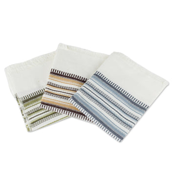 3 Handwoven Guatemalan Earthtone Cotton Dish Towels - Earth Colors