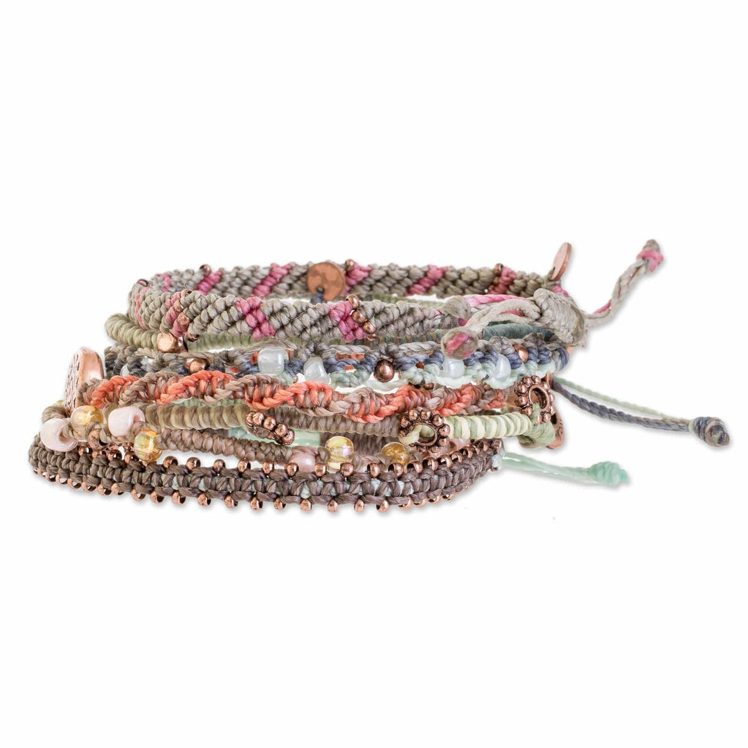 Glass Beaded Macrame Bracelets (Set of 7) - Boho Histories
