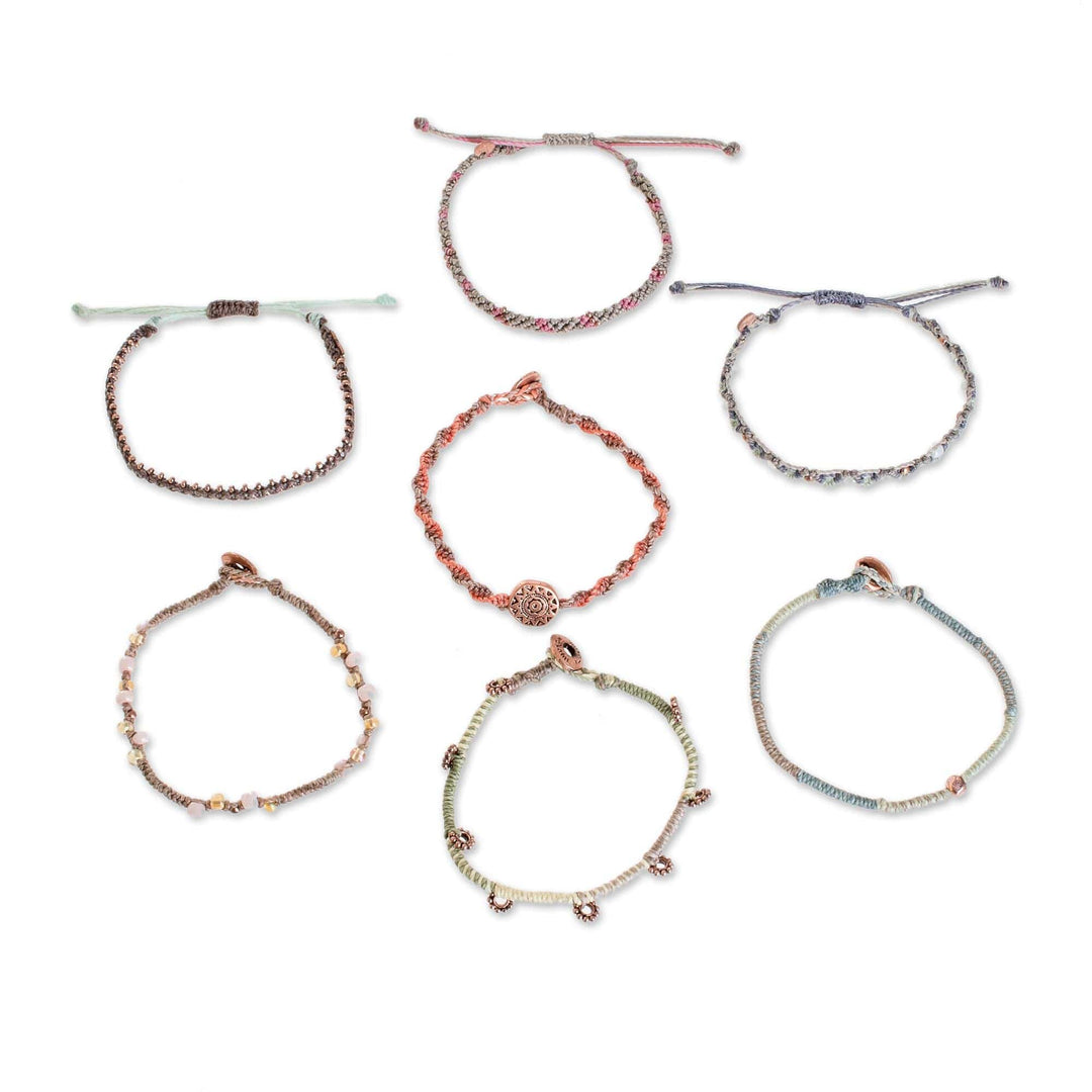 Glass Beaded Macrame Bracelets (Set of 7) - Boho Histories