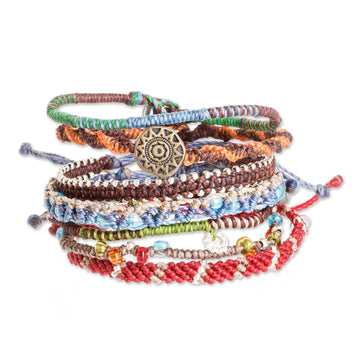 Colorful Glass Beaded Macrame Bracelets (Set of 7) - Histories