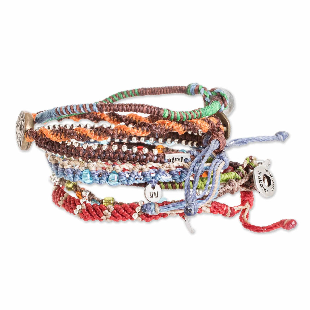 Colorful Glass Beaded Macrame Bracelets (Set of 7) - Histories