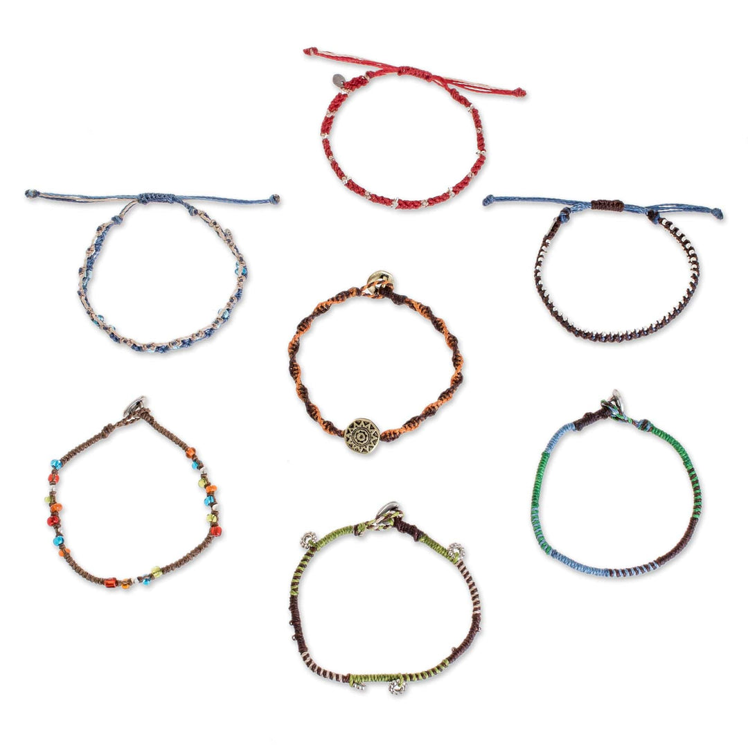 Colorful Glass Beaded Macrame Bracelets (Set of 7) - Histories