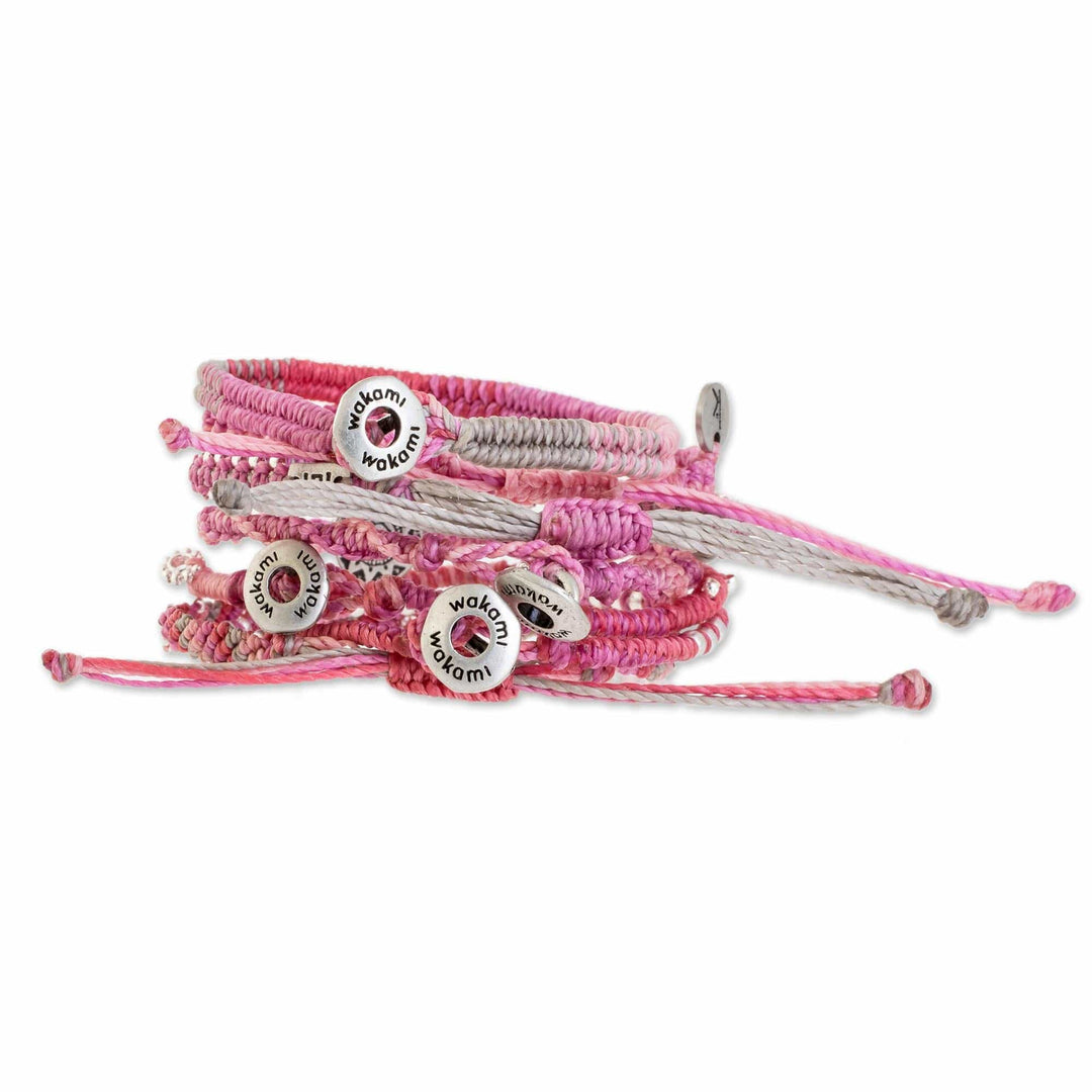 Glass Beaded Macrame Bracelets in Fuchsia (Set of 7) - Boho Histories in Fuchsia