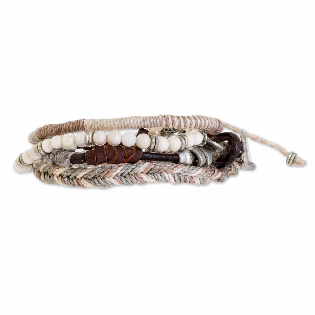 Unisex Beige Macrame Bracelets (Set of 4) - Maya Highlands
