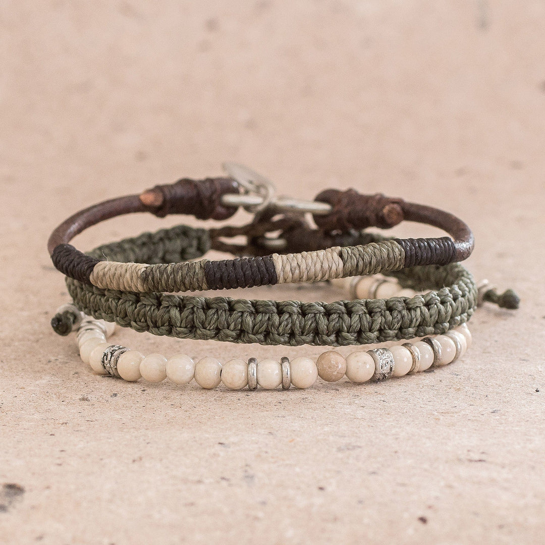 Neutral Tones Macrame Bracelets from Guatemala (Set of 3) - Highland Elements