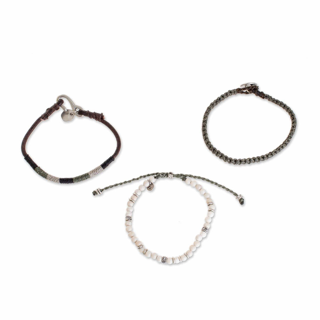 Neutral Tones Macrame Bracelets from Guatemala (Set of 3) - Highland Elements
