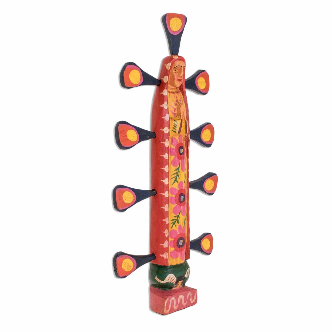 Wood Our Lady of Guadalupe Statuette Crafted in Guatemala - Radiant Guadalupe
