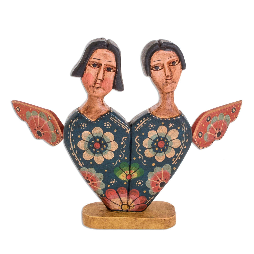 Romantic Angel-Themed Wood Decorative Accent - Angelic Union