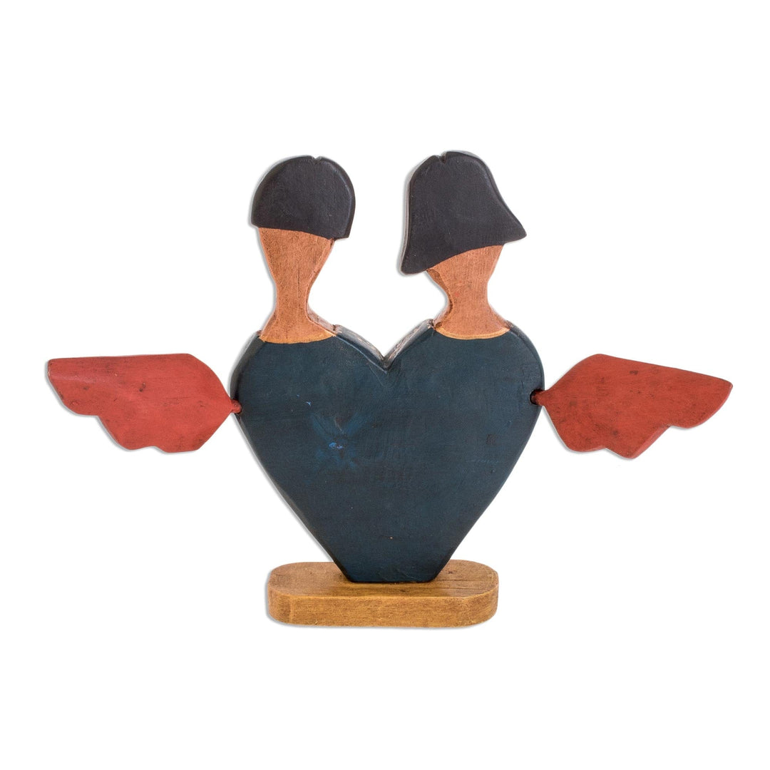 Romantic Angel-Themed Wood Decorative Accent - Angelic Union
