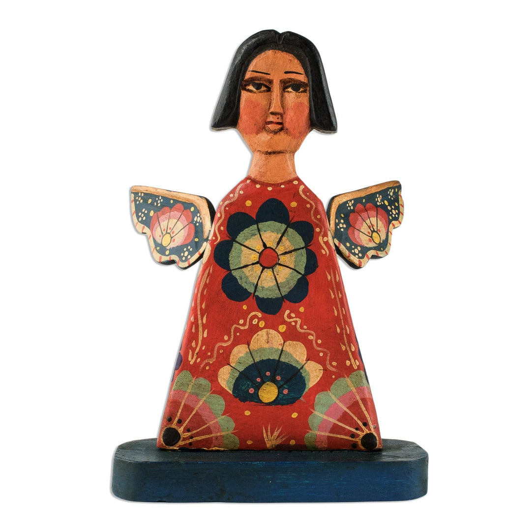 Wood Angel Decorative Accent - Angelic Flowers