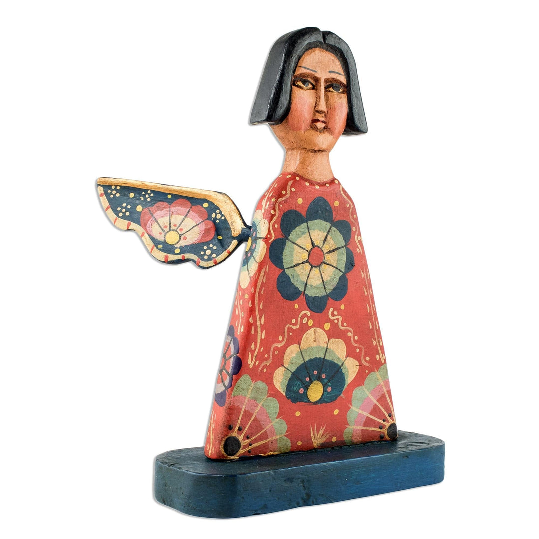 Wood Angel Decorative Accent - Angelic Flowers