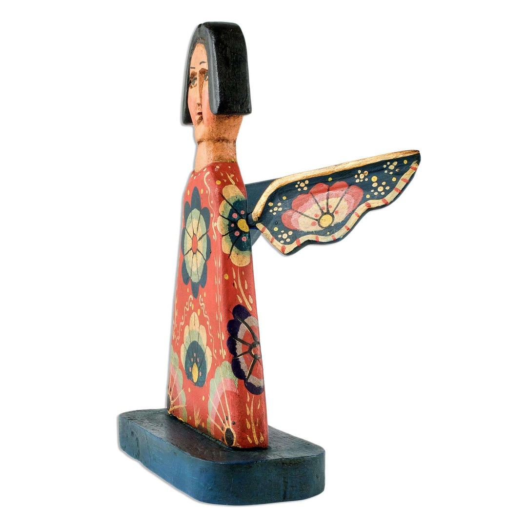 Wood Angel Decorative Accent - Angelic Flowers