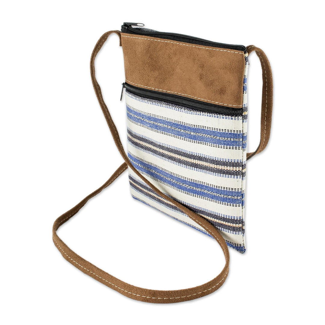 Blue Striped Sling Hand Crafted of Cotton - Thoughts of Winter