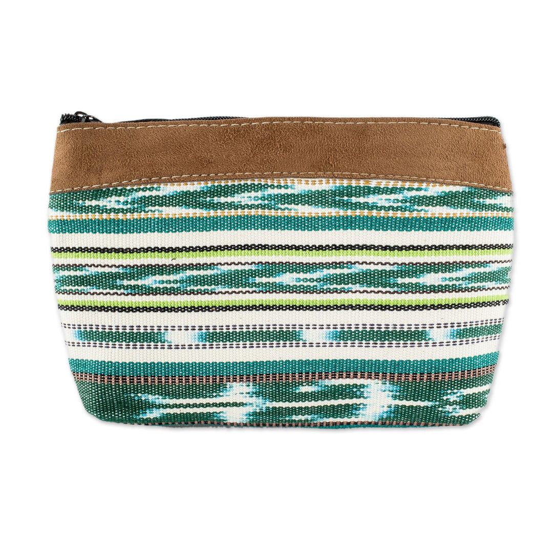 Striped Cotton Cosmetic Bag Handmade in Guatemala - Antigua Fields