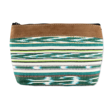 Striped Cotton Cosmetic Bag Handmade in Guatemala - Antigua Fields