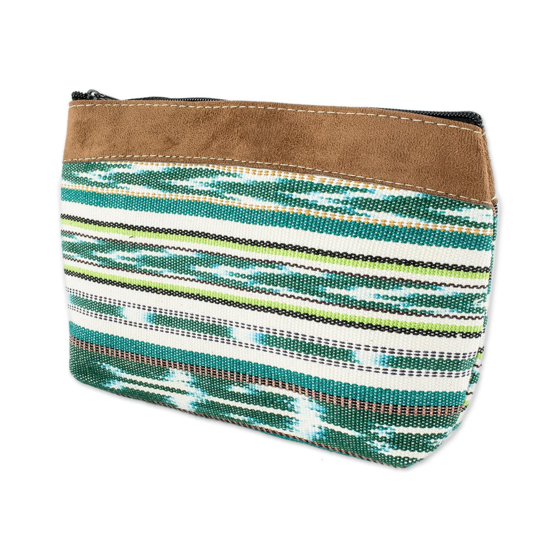 Striped Cotton Cosmetic Bag Handmade in Guatemala - Antigua Fields