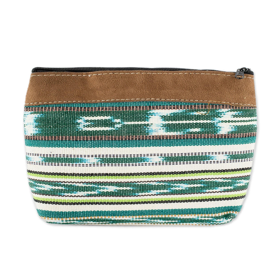 Striped Cotton Cosmetic Bag Handmade in Guatemala - Antigua Fields