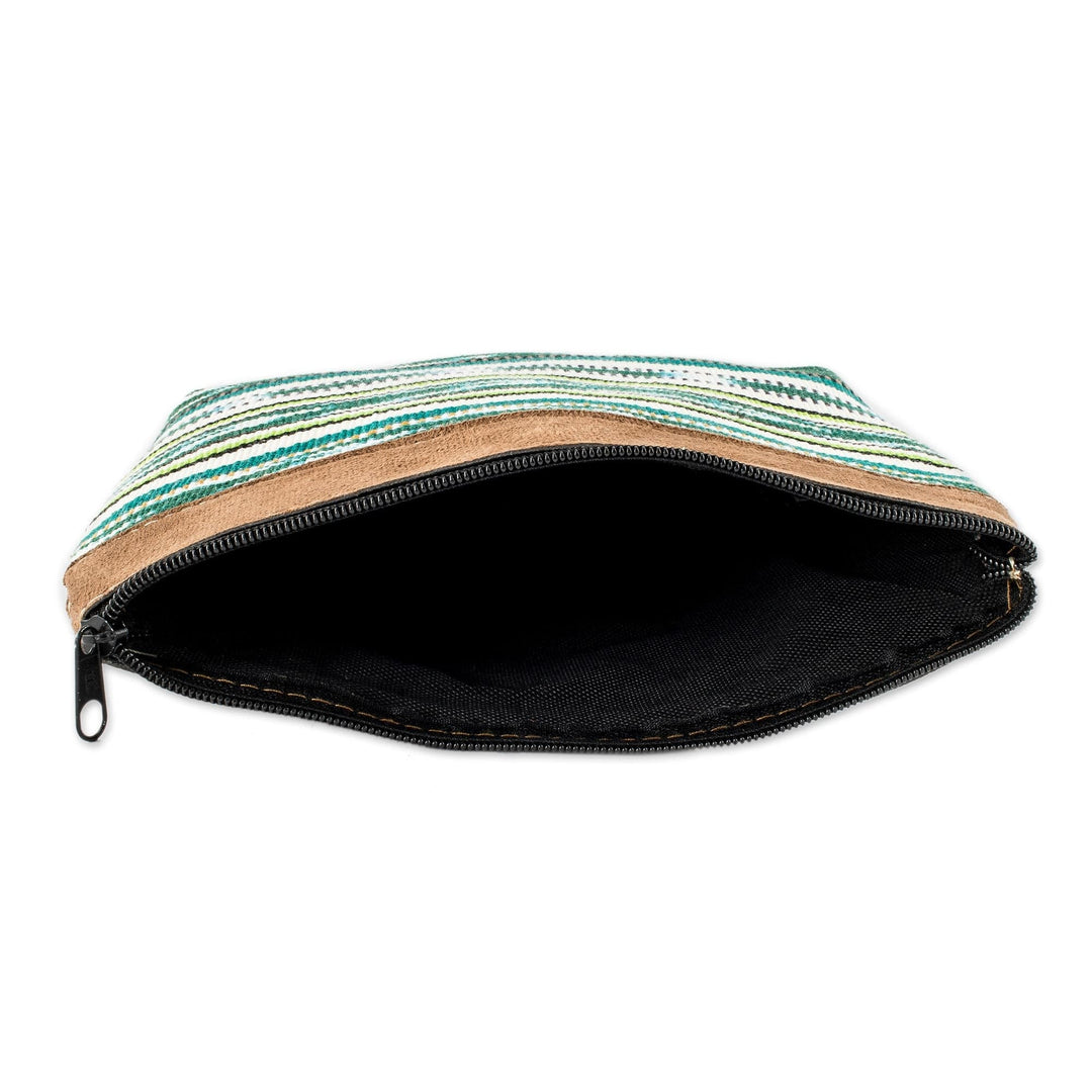 Striped Cotton Cosmetic Bag Handmade in Guatemala - Antigua Fields