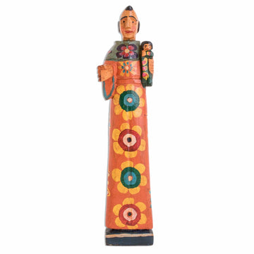 Hand-Painted Wood Anthony of Padua Statuette from Guatemala - Saint Anthony of Padua