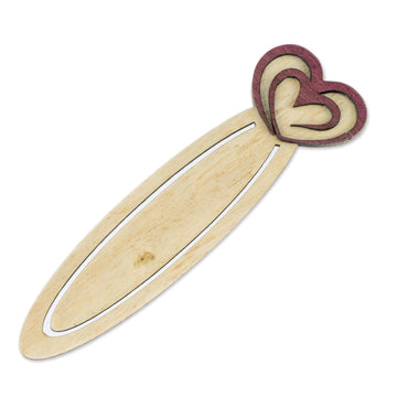 Handcrafted Heart Theme Recycled Teak Bookmark - Happy Heartbeats