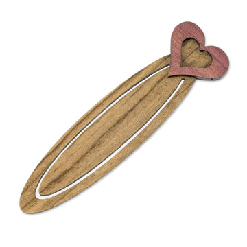 Handcrafted Recycled Teak Heart Theme Bookmark - Book Lovers