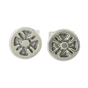 Stylized Flower Sterling Silver Stud Earrings - Flower of the Maya