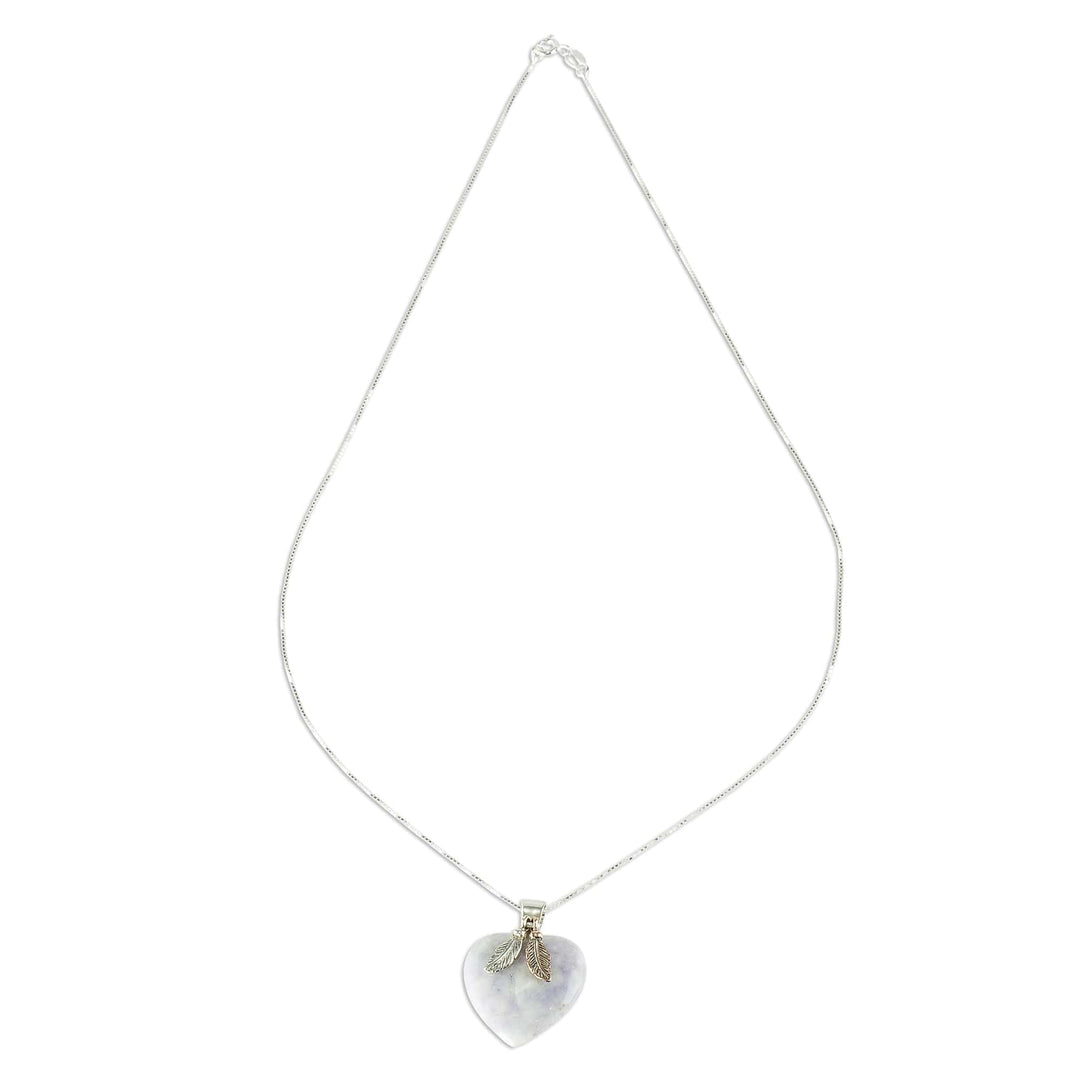 Natural Lavender Jade and Sterling Silver Heart Necklace - Lilac Heart