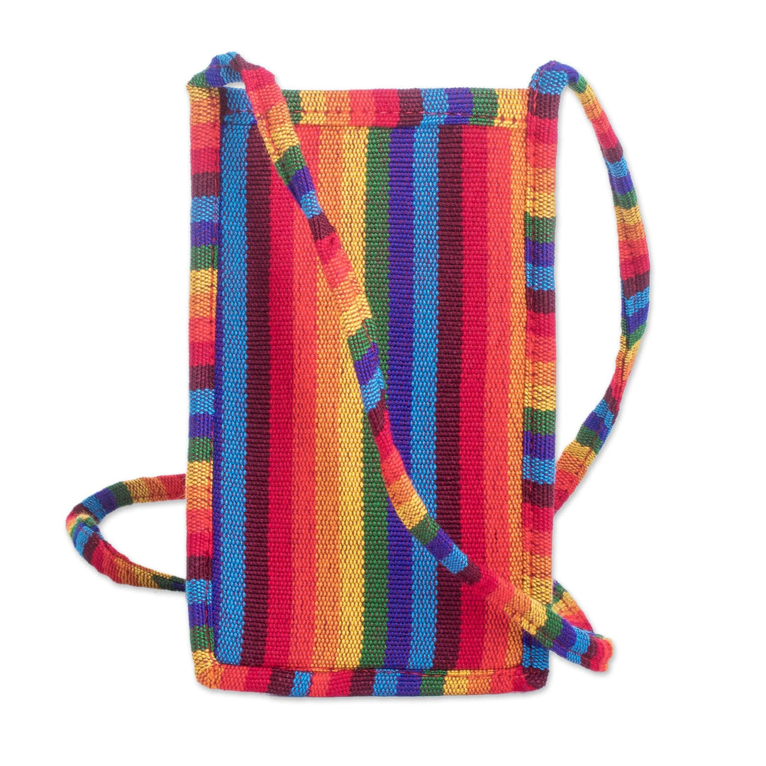 Multicolored Hand Woven Cotton Cell Phone Sling Bag - Rainbow Days