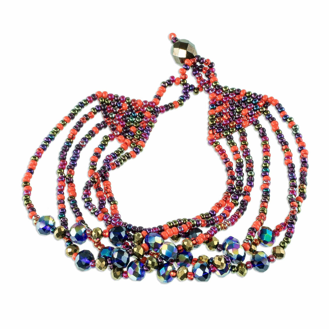 Multicolored Beaded Multi-Strand Bracelet - Fiesta in Solola