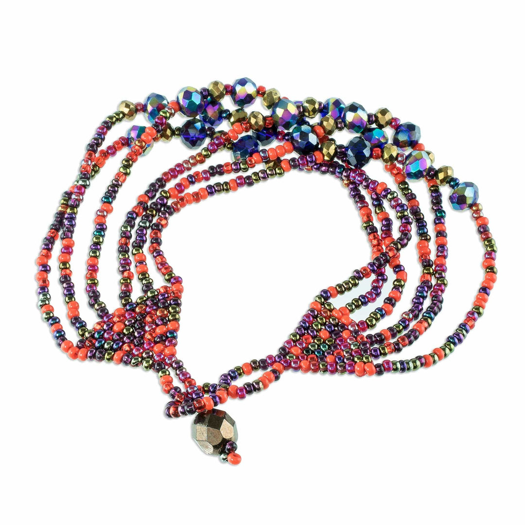 Multicolored Beaded Multi-Strand Bracelet - Fiesta in Solola