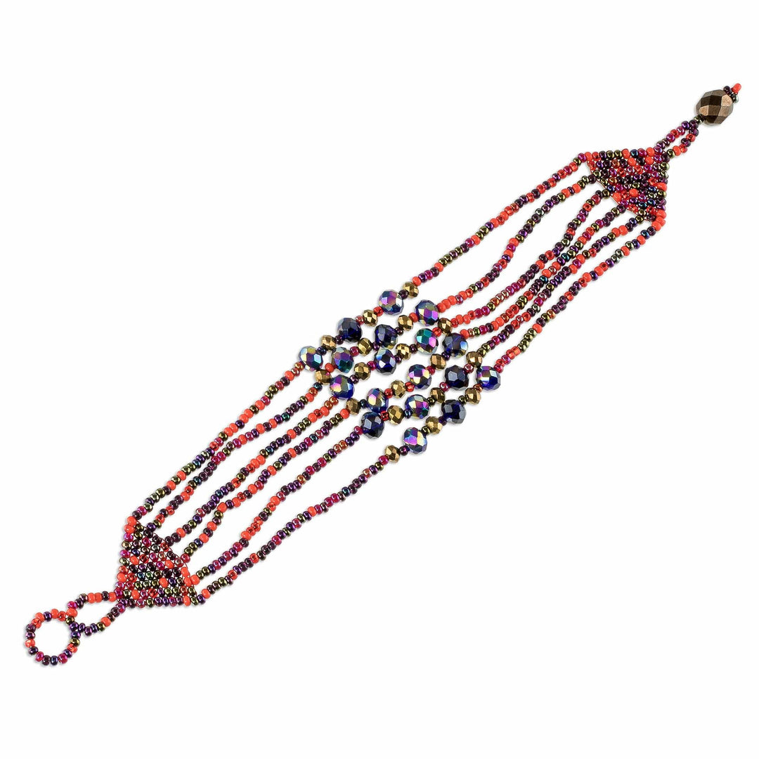 Multicolored Beaded Multi-Strand Bracelet - Fiesta in Solola