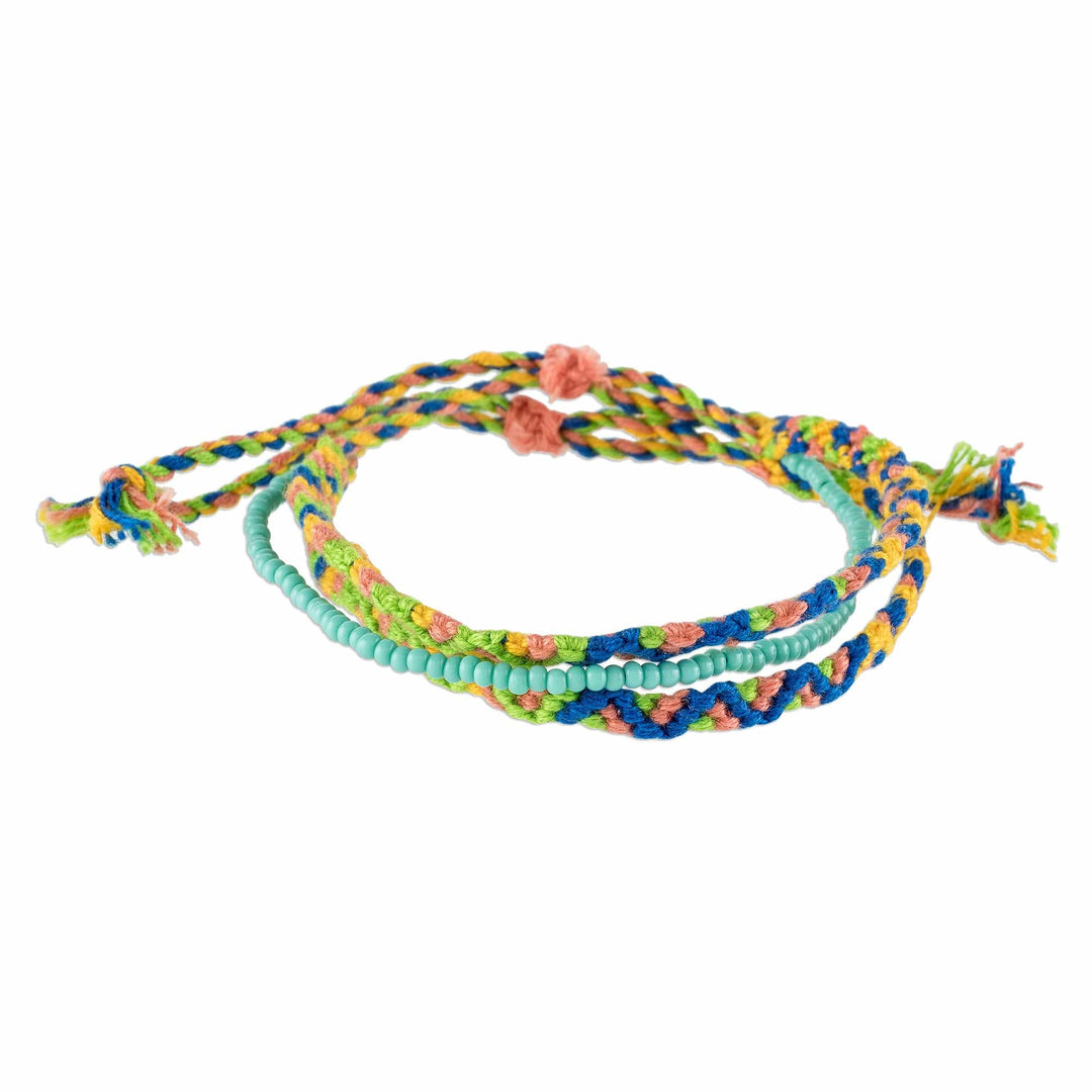 Spring Colors Cotton Macrame Bracelet with Beads - Solola Spring