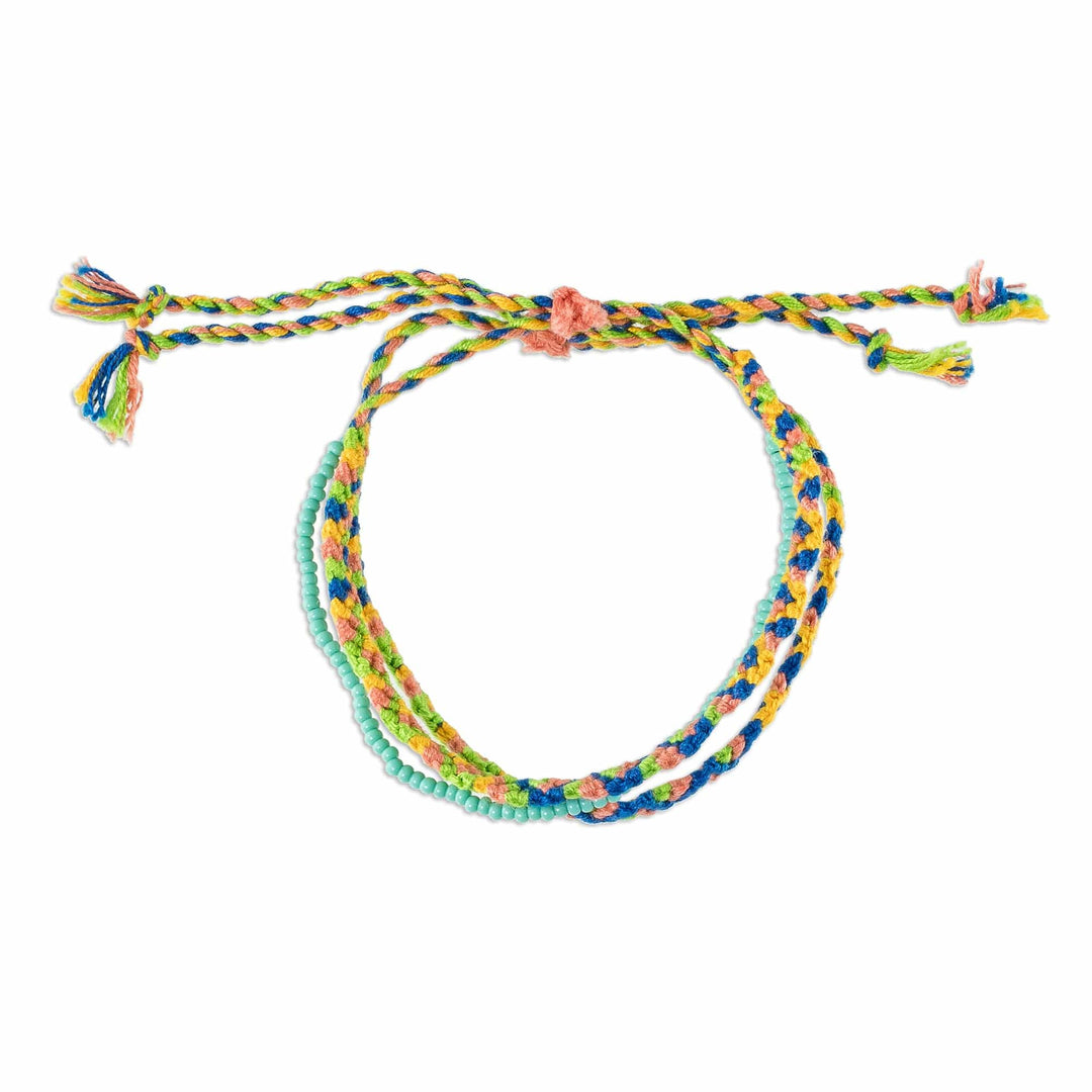Spring Colors Cotton Macrame Bracelet with Beads - Solola Spring