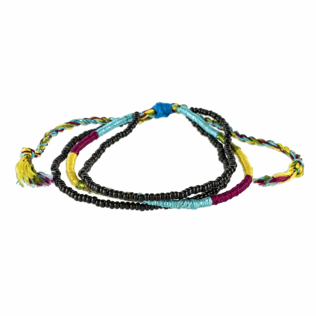 Adjustable Multicolored Beaded Wristband Bracelet - Alegria