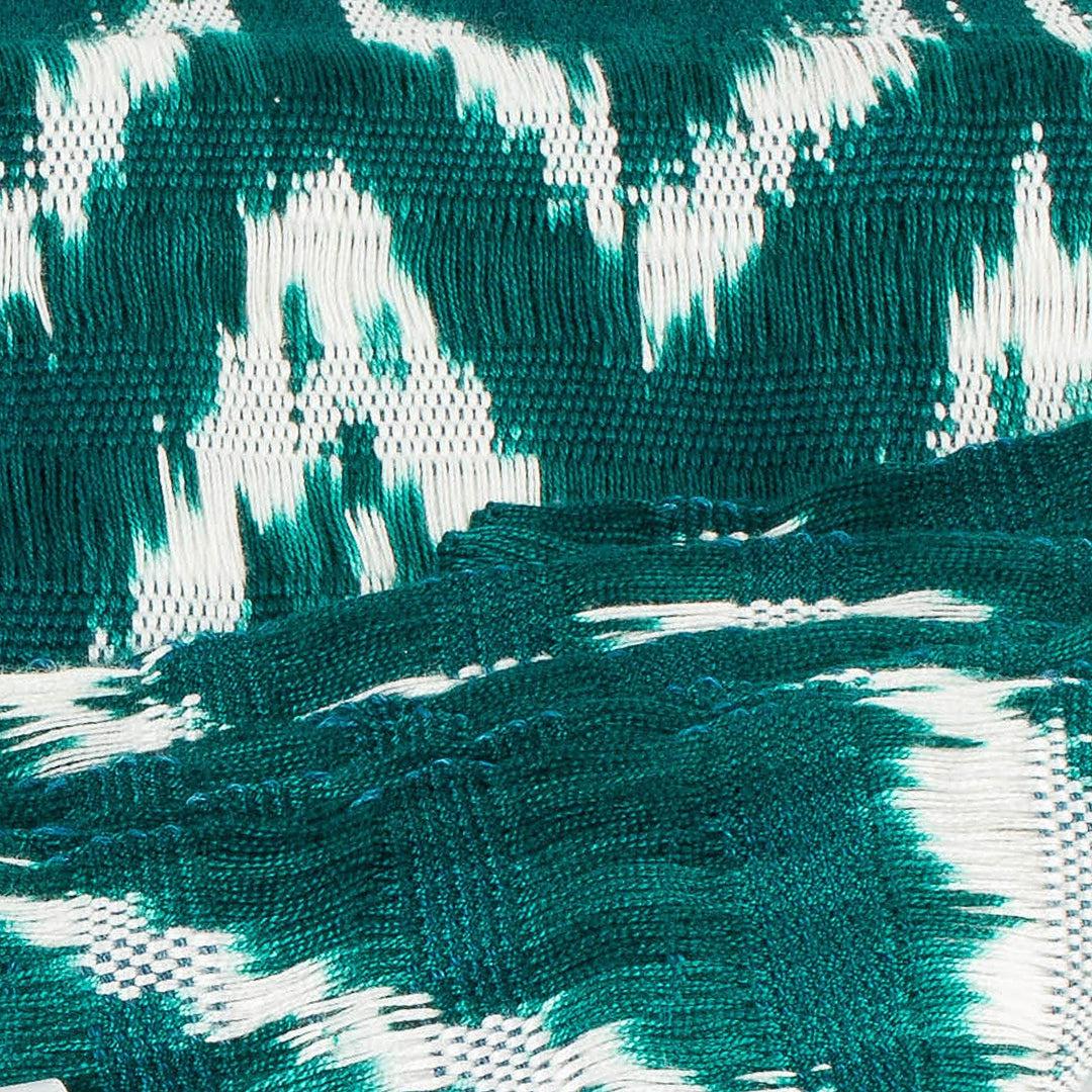Rayon Ikat Scarf in Teal and White - Silhouette in Teal