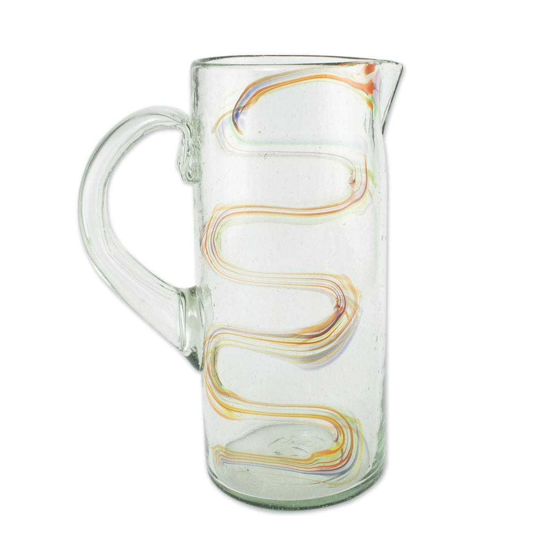 Eco-Friendly Blown Glass Pitcher - Rainbow Path
