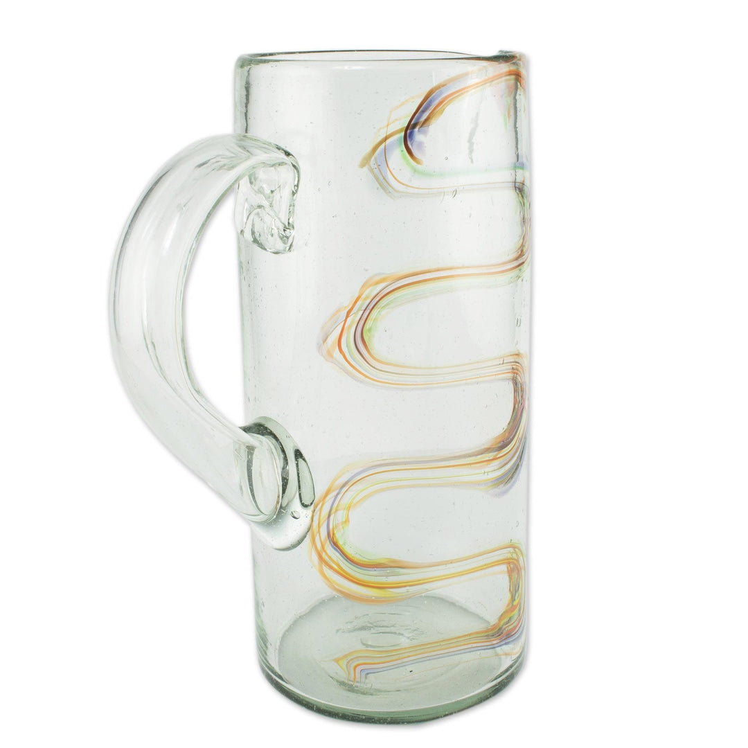 Eco-Friendly Blown Glass Pitcher - Rainbow Path