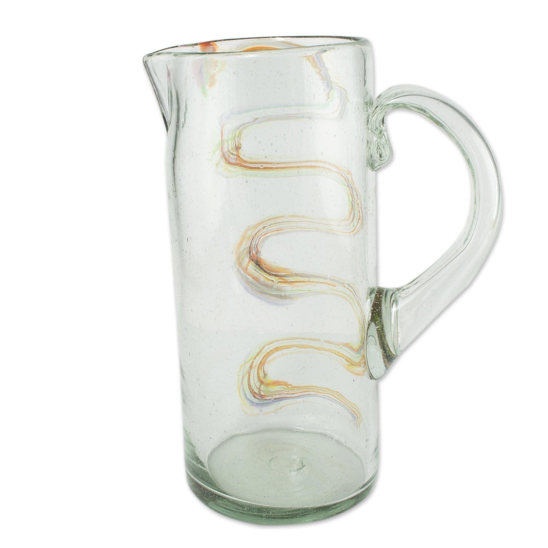 Eco-Friendly Blown Glass Pitcher - Rainbow Path