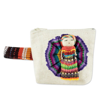 Handmade Cotton Coin Purse with Worry Doll - Helpful Friend